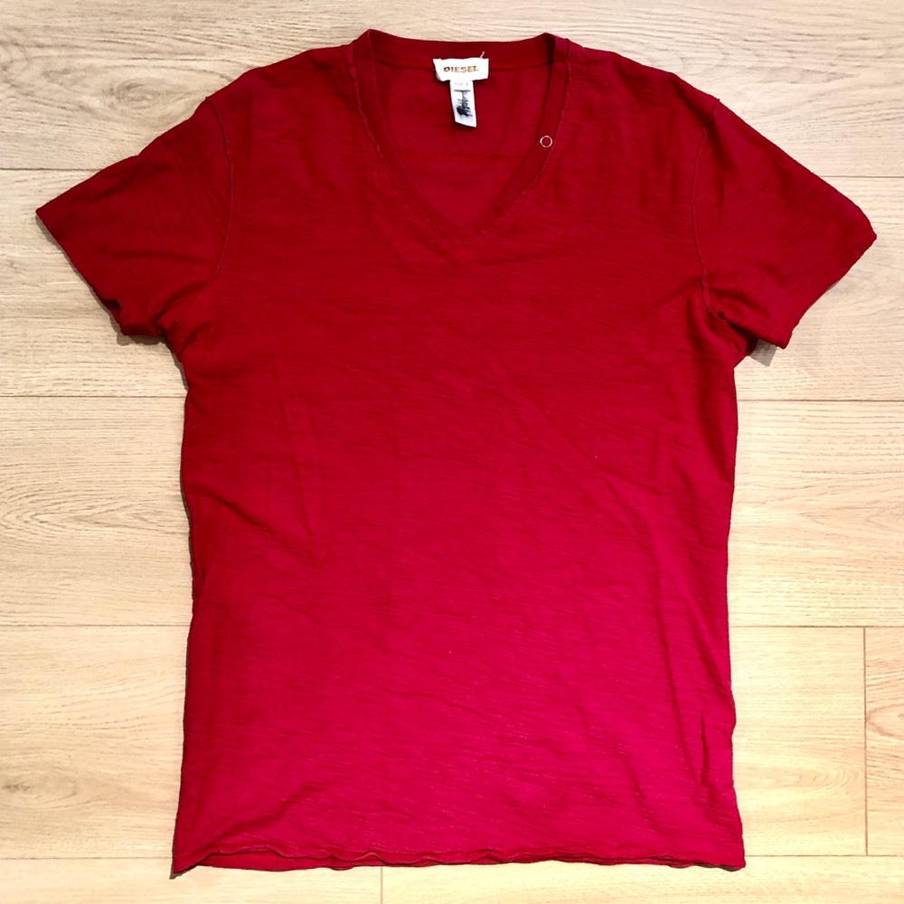 Diesel Red V-Neck Short Sleeve Shirt